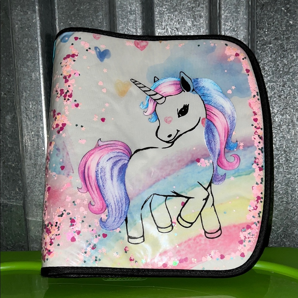 Girls Unicorn Confetti Binder - Pink, Purple & Blue